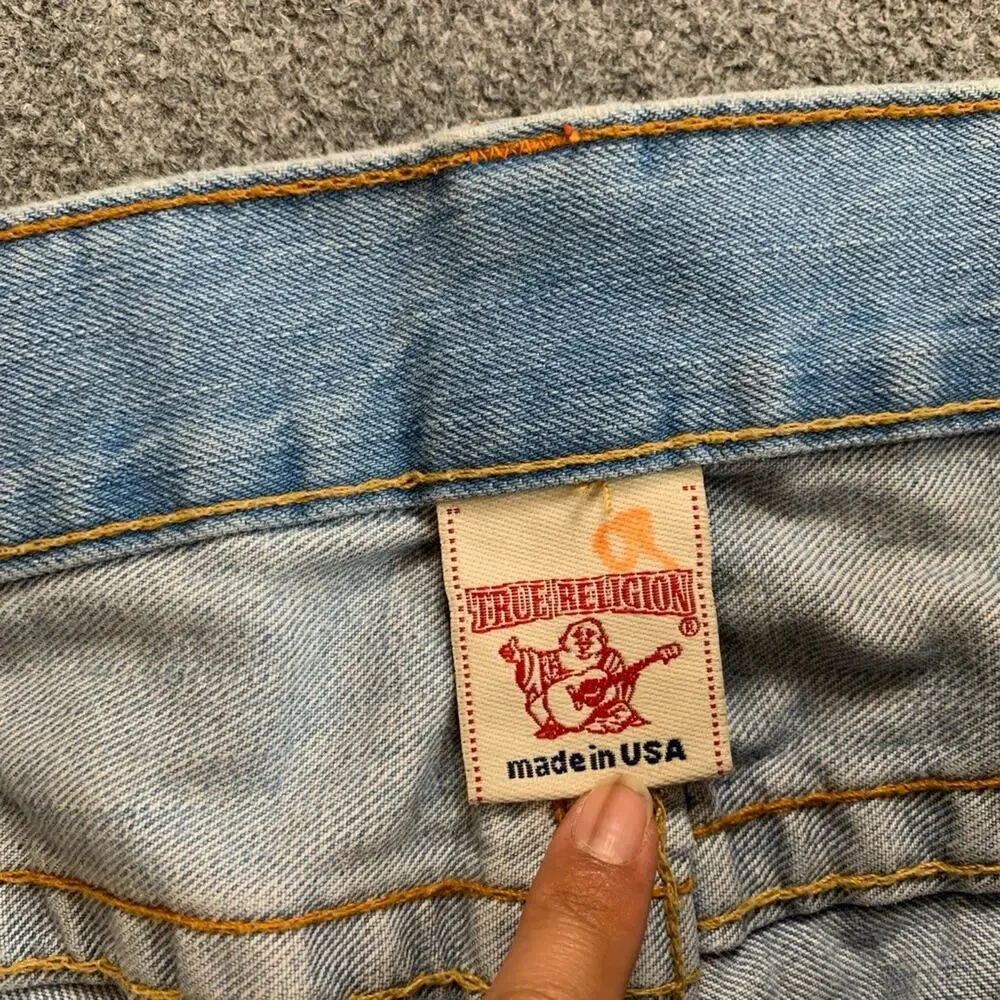 Vintage True Religion Jeans Mens 36 Blue Light Wash Bobby Baggy Relaxed Loose